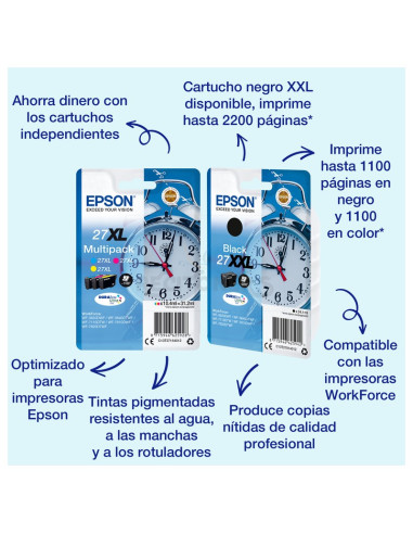 Cartucho de tinta C13T27134012 EPSON - Epson Alarm clock Singlepack Magenta 27XL DURABrite Ultra Ink