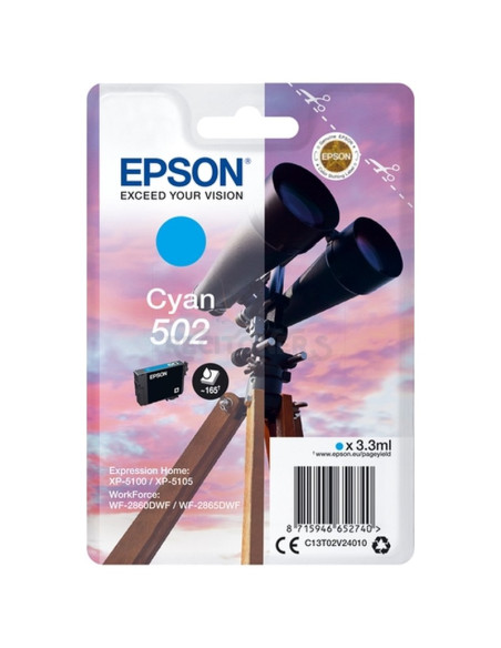 Toner C13T02V24010 EPSON - EPSON SINGLEPACK CYAN 502 INK (XP-5100, XP-5105, WF-2860DWF, WF-2865DWF)