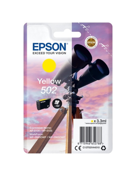 Toner C13T02V44010 EPSON - EPSON SINGLEPACK YELLOW 502 INK (XP-5100, XP-5105, WF-2860DWF, WF-2865DWF)