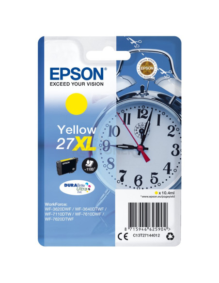 Cartucho de tinta C13T27144022 EPSON - Epson WorkForce WF-3000 y WF-7000 Cartucho Amarillo de Alta Capacidad nº27XL (etiqueta