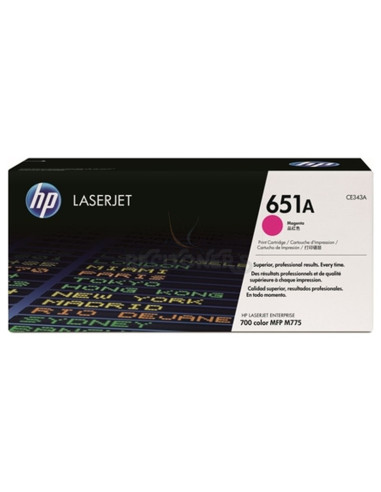 Toner CE343A HP - HP TONER MAGENTA 651A 16.000 PÁGINAS LS ENTERPRISE/700 COLOR MFP/M775