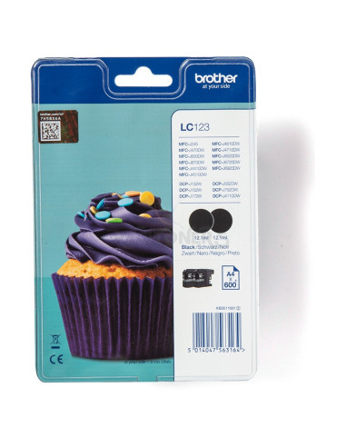 Cartucho de tinta LC123BKBP2DR BROTHER - Brother LC123BKBP2DR cartucho de tinta 1 pieza(s) Original Negro