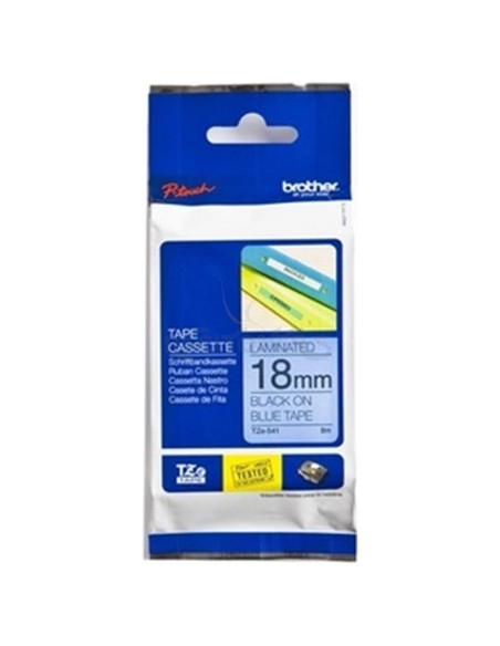 Papeleria TZe541 BROTHER - BROTHER CINTA ROTULADORA LAMINADA TEXTO NEGRO SOBRE AZUL - 18MMX8M