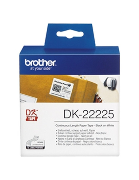 Papeleria DK22225 BROTHER - BROTHER CINTA CONTINUA DE PAPEL TÉRMICO ADHESIVO - BLANCO - 38MMX30,48M