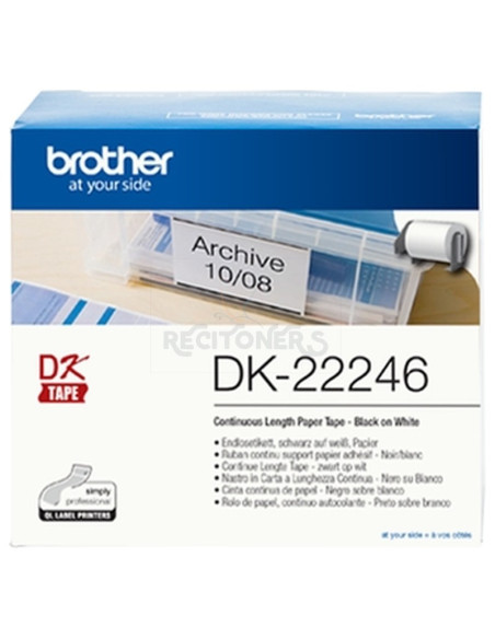 Papeleria DK22246 BROTHER - BROTHER Cinta continua adhesiva de papel termico (blanca). Ancho: 103 mm. Longitud: 30,48 m