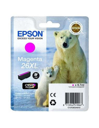 Cartucho de tinta C13T26334012 EPSON - Epson Claria Premium Cartucho Magenta 26XL Alta Capacidad Expression Premium XP-510