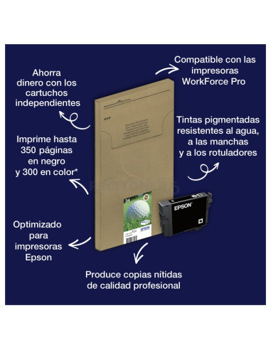 Cartucho de tinta C13T34664510 EPSON - Epson Golf ball Tinta multipack 4 colores 34 DURABrite Ultra Pelota de golf EasyMail