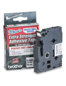 Papeleria TZES231 BROTHER - BROTHER CINTA ROTULADORA LAMINADA SUPER ADHESIVA TEXTO NEGRO SOBRE BLANCO - 12MMX8M
