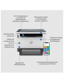 HP HP LaserJet Impresora multifuncion Tank 2604dw, Blanco y negro, Impresora para Empresas, Conexion inalambrica Impresion a dob