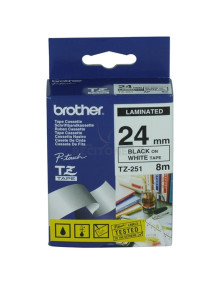Papeleria TZ251 BROTHER - BROTHER CINTA ROTULADORA LAMINADA NEGRO/BLANCO 8M 24MM/200/220/300/2500