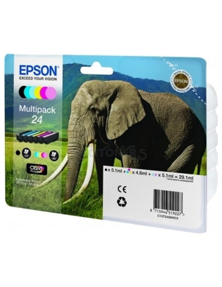 Cartucho de tinta C13T24284011 EPSON - EPSON CARTUCHO BK/CY/MG/YL/LCY/LMG T24 360 PÁGINAS PACK 6 XP/750/850