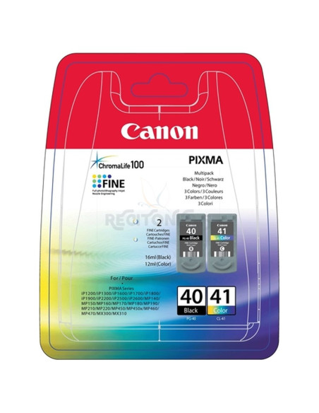 Cartucho de tinta 0615B043 CANON - Canon Pack 2 Cartuchos Negro PG40 + Color CL41