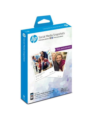 Papeleria W2G60A HP - HP Papel de foto, 10 x 13cm , 265 g/mÂ², 25 hojas, semi brillante, autoadhesivo W2G60A (Social Media