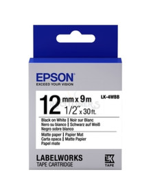 Papeleria S654023 EPSON - C.12mm EPSON Labelworks negro s/ blanco mate 9m. papel mate (LC-4WBB) LW300/LW400/LW900P