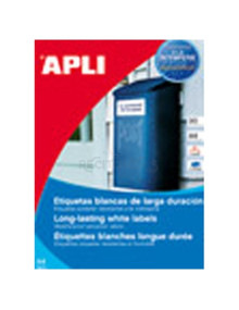 Papeleria 12121 APLI - Apli Etiquetas Blancas Poliester Resistentes Intemperie A4 210 x 297 mm - 100 Hojas Adhesivo permanente