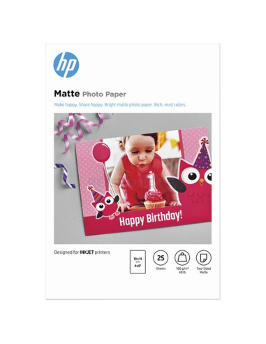 Papeleria 7HF70A HP - HP Papel foto mate 10x15cm 25hojas