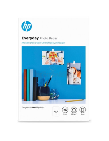 Papeleria CR757A HP - HP Papel Photo Glossy uso diario, 100 hojas, 10 x 15cm, 200gr
