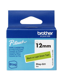 Papeleria BTAGG31 BROTHER - BROTHER CINTA DOMÉSTICA BTAG NEGRO SOBRE VERDE - PTN10, PTN20, PTN25BT - 12MMX4M