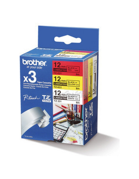Papeleria TZe31M3 BROTHER - BROTHER Pack de 3 Cintas de Etiquetado de 12mm