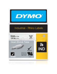 Papeleria 18051 DYMO - DYMO TUBO TERMORRETRACTIL CINTA ID1-6 - NEGRO SOBRE BLANCO - 6MMX1´5M - ROTULADORA RHINO