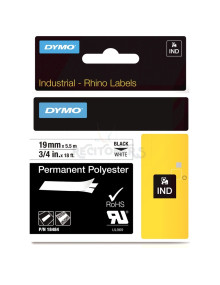 Papeleria 18484 DYMO - DYMO CINTA DE ETIQUETAS INDUSTRIAL ADHESIVA ID1-19 - NEGRO SOBRE BLANCO - 19MMX5´5 M - POLYESTER