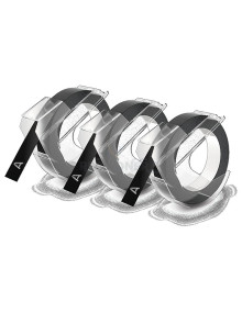 Papeleria S0847730 DYMO - DYMO Cinta RELIEVE 9mm X 3mt para rotuladora Omega/junior color Negro blister 3 unidades