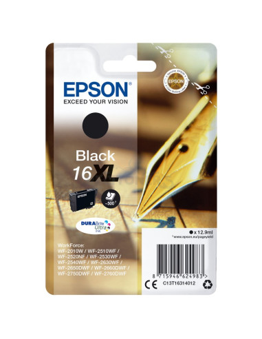 Cartucho de tinta C13T16314022 EPSON - Epson DURABrite Ultra Ink Cartucho Negro 16XL (Blister+ Alarma acustico/Radiofrecuencia)
