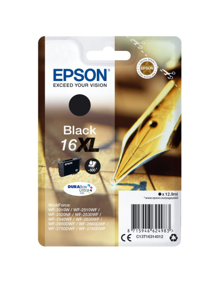 Cartucho de tinta C13T16314022 EPSON - Epson DURABrite Ultra Ink Cartucho Negro 16XL (Blister+ Alarma acustico/Radiofrecuencia)