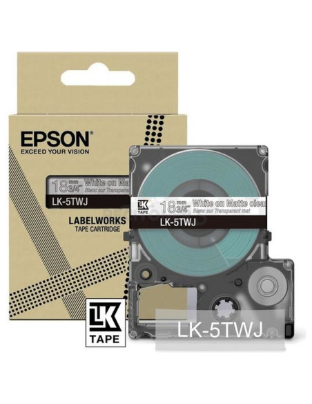 Cartucho de tinta C53S672069 EPSON - EPSON Cartucho de etiquetas Matte Tape Clear/White 18mm(8m) LK-5TWJ