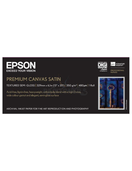 Papeleria C13S041845 EPSON - Epson GF Papel Premium Canvas Satin, 13” x 6.1m, 350g/m2
