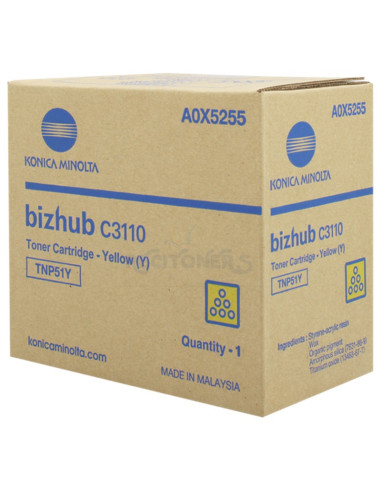 Toner A0X5255 KONICA-MINOLTA - KONICA MINOLTA Toner MINOLTA TNP51Y: C3110 Amarillo /A0X5255