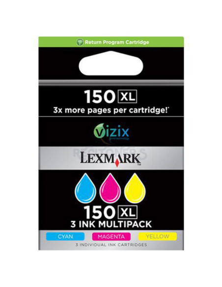 Cartucho de tinta 14N1807E LEXMARK - Lexmark Pack 3 cartuchos color (CMY) Alto Rendimiento Retornables 150XL