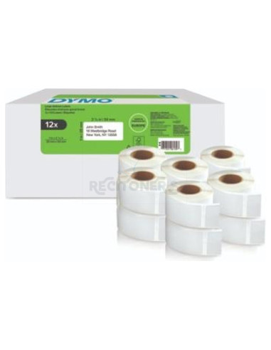Papeleria 2177563 DYMO - DYMO ETIQUETAS TRANSFERENCIA TÉRMICA LW - 25X54MM - MULTIPACK DE 12 ROLLOS (500 ETIQUETAS POR ROLLO)