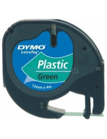 Toner S0721640 DYMO - DYMO CINTA 91204 - NEGRO SOBRE VERDE - 12MMX4M - PLÁSTICO - ROTULADORA LETRATAG