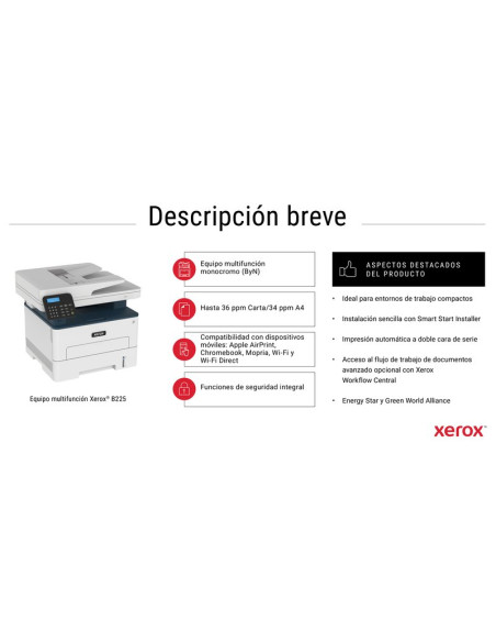 B225V_DNI XEROX B225V/DNI MULTIFUNCION XEROX MULTIFUNCION LASER B/N