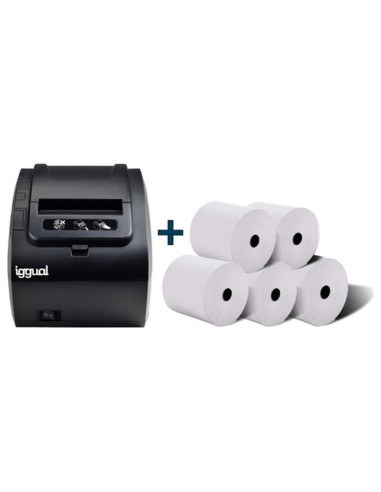 iggual Kit impresora termica TP8002 + 5 rollos