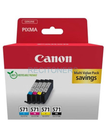 Cartucho de tinta CLI-571 MULTI CANON - CANON TINTA ECOPACK BK+ C/M/Y PARA PIXMA TS 5051/5053/5055/6050/6051/6052/8051/8052/9050