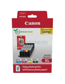 Cartucho de tinta 0332C006 CANON - CANON TINTA ECOPACK BK+ C/M/Y +50H PAPEL FOTO 10X15 GLOSSY II PARA PIXMA TS 5051/5053/5055/60
