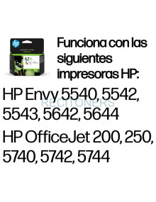 Cartucho de tinta C2P07AE HP - HP Cartucho de tinta original 62XL de alta capacidad tricolor Amarillo
