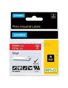 Papeleria 1805416 DYMO - DYMO CINTA DE ETIQUETAS INDUSTRIAL ADHESIVA ID1-12 - BLANCO SOBRE ROJO - 12MMX5´5M - VINILO - ROTULADOR 2