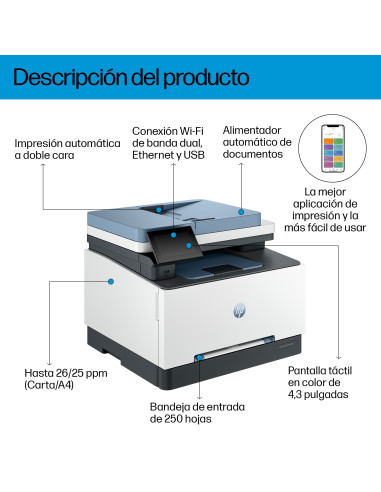 HP Color LaserJet Pro MFP 3302sdw Impresora Multifuncion Laser Color Duplex WiFi 25ppm - Alimentador