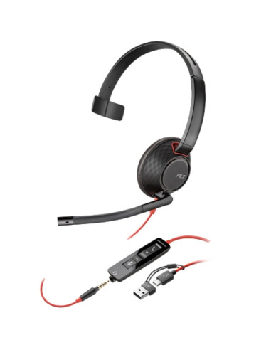 Altavoz POLY HP-POL 8X230AA - Auricular Poly Blackwire 5210 + Adaptador USB-C/A/ con Microfono/ Jack 3.5mm/ Negro