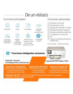 HP ENVY Impresora multifuncion Inspire 7220e, Color, Impresora para Hogar, Impresion, copia, escaner