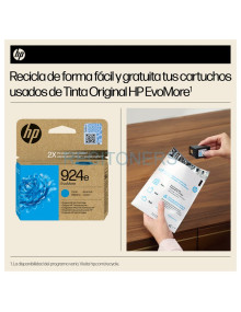 Cartucho de tinta 4K0U7NELS1 HP - HP Cartucho de Tinta Original EvoMore 924e cian