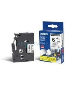 Papeleria TZeS211 BROTHER - BROTHER CINTA ROTULADORA LAMINADA SUPER ADHESIVA TEXTO NEGRO SOBRE BLANCO - 6MMX8M