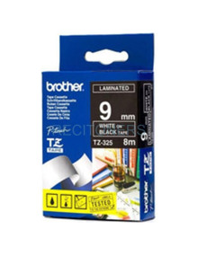 Toner TZE325 BROTHER - BROTHER CINTA ROTULADORA LAMINADA TEXTO BLANCO SOBRE NEGRO - 9MMX8M