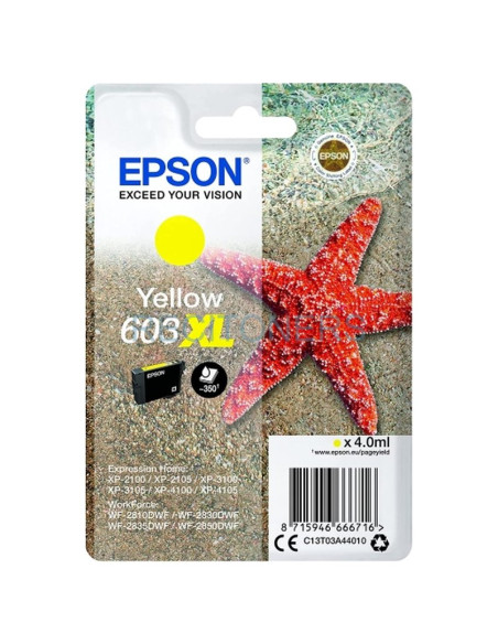 EPSON TINTA AMARILLO XP-2100, 3100, 4100 / WF-2830DWF, 2850DWF - 603 XL