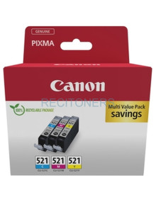 CANON TINTA ECOPACK C/M/Y PARA PIXMA IP 3600/4700 - MP 540/550/560/620/630/640/980/990 - MX 860/870 - CLI 521