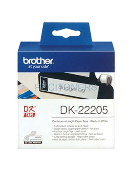 Papeleria DK22205 BROTHER - BROTHER CINTA CONTINUA DE PAPEL TÉRMICO ADHESIVO - BLANCO - 62MMX30,48M
