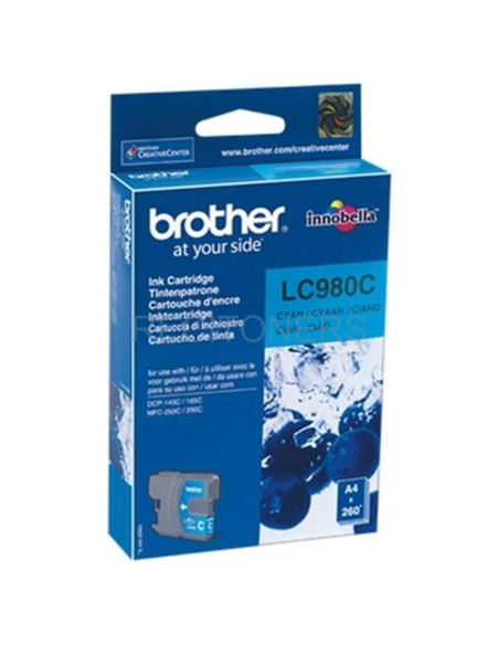 Cartucho de tinta LC980C BROTHER - BROTHER CARTUCHO CIAN 300 PAG. DCP-/145/165C/195C/365/375CW MFC-/255CW/295CN/290C